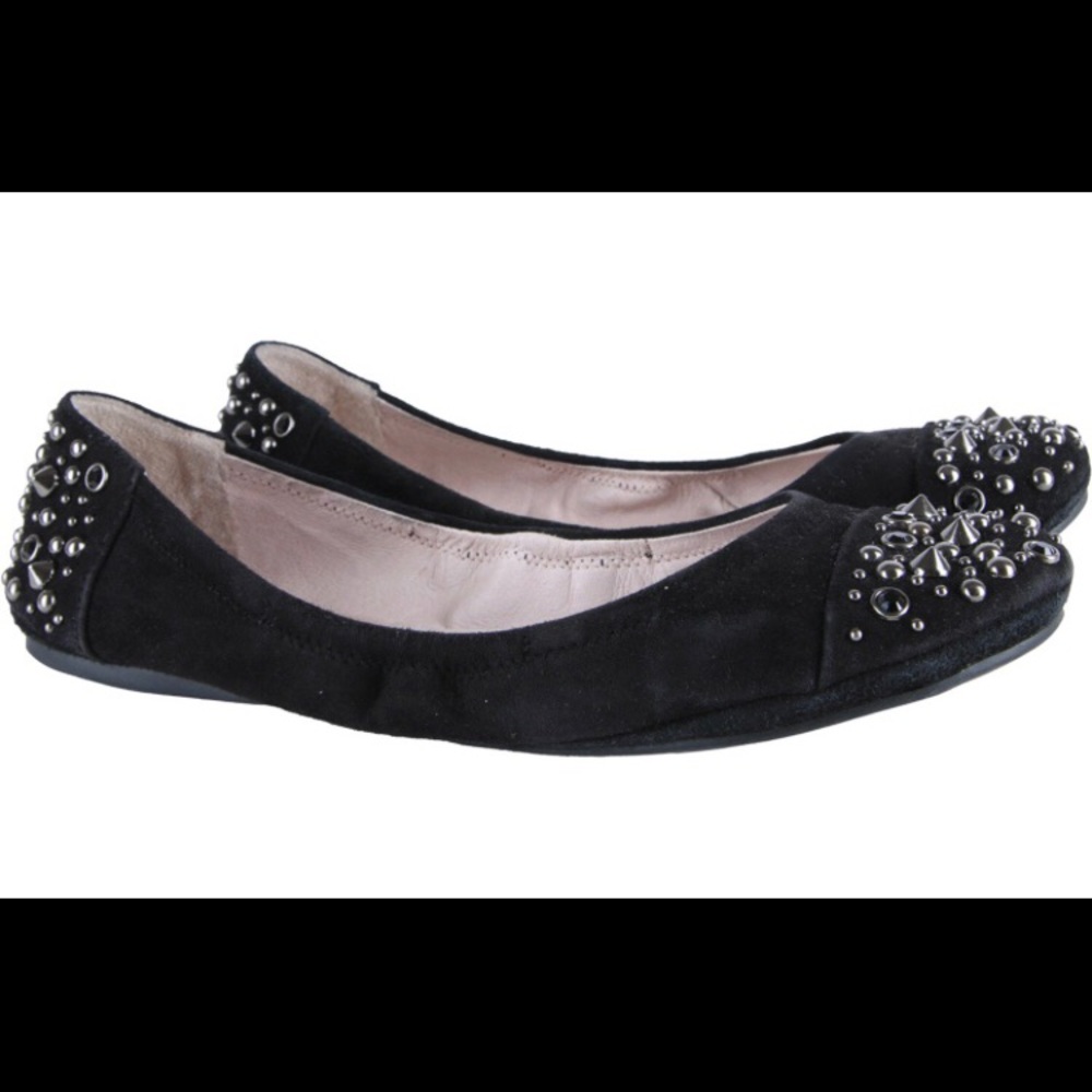 Vince Camuto grey suede studded flats